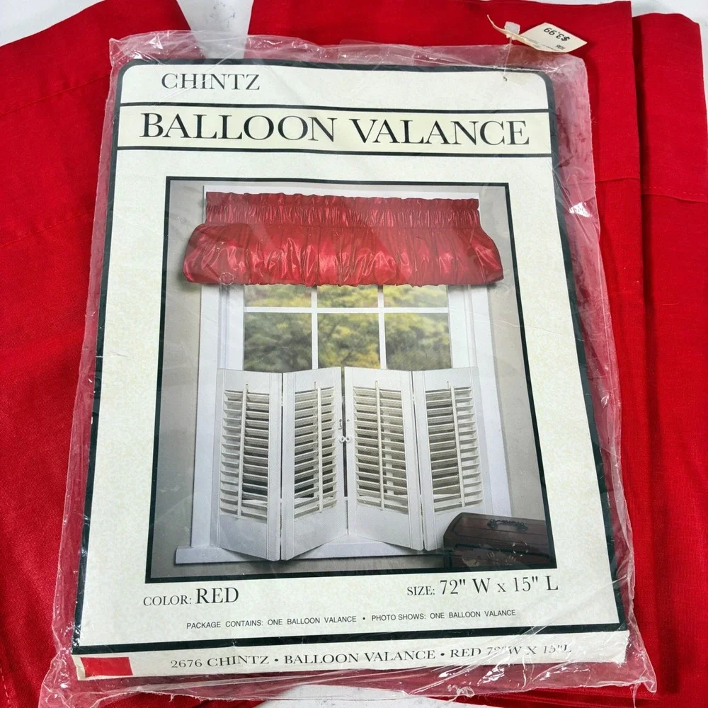 3 Chintz Balloon Valances 72x15 Solid Rod Pocket Traditional Classic Vtg Style